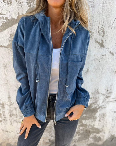 Ella™ | Corduroy hættetrøje med lynlås