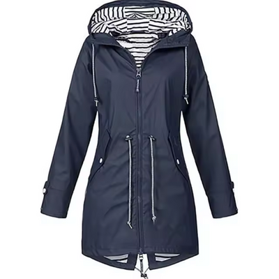 Pernille™ | Parka med Stribet For og Snøre