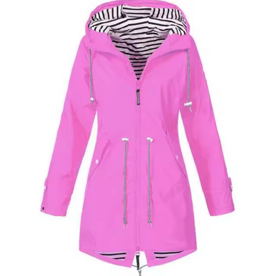 Pernille™ | Parka med Stribet For og Snøre