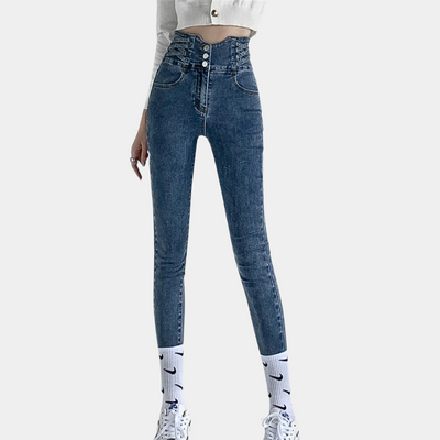 Augusta | Højtaljede Skinny Jeans med Knapper
