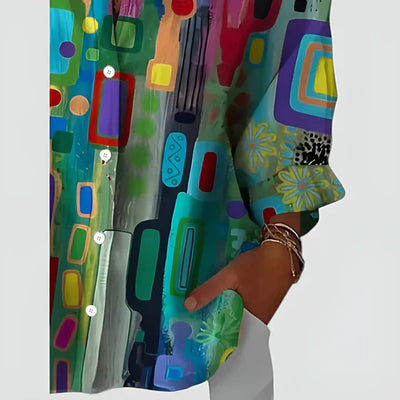 Olivia™ | Bluse med farverigt design