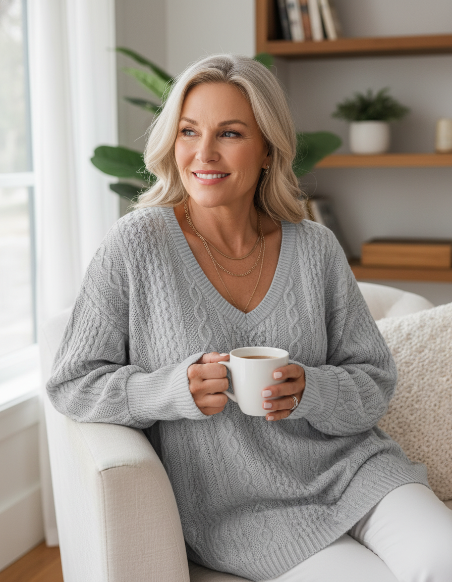 Shela™ - Klassisk V-Hals Sweatshirt