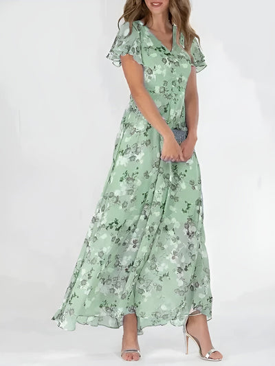Marit | Stilfuld Blomstret V-Hals Maxi Kjole