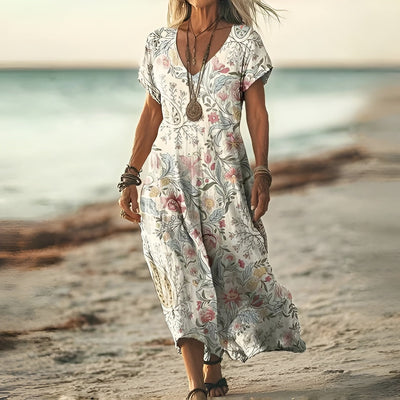 Meline | Stilfuld Blomsterprint Boho Kjole